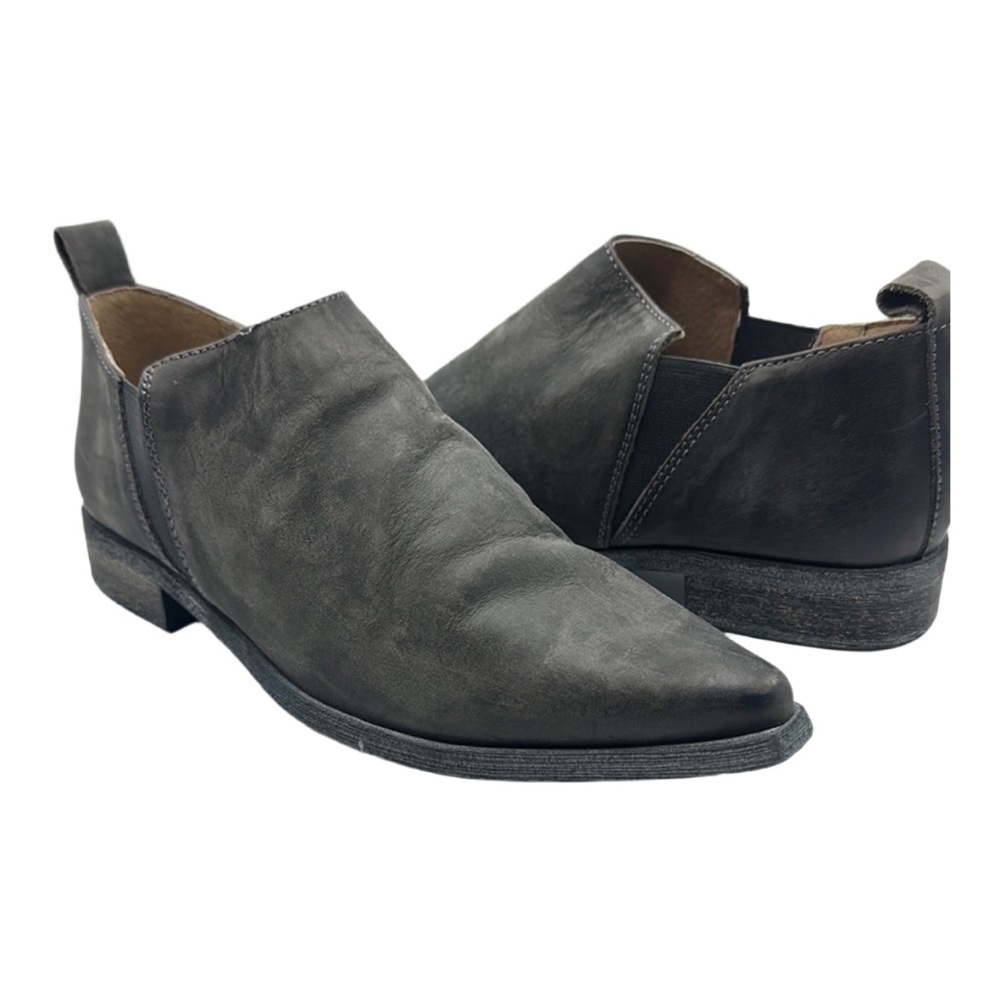 Free‎ People Sz 38 /US 7 1/2 Brixton Gray Leather Slip-On Shoes NEW